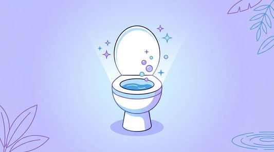 A busy parent quickly wiping down a clean, well-maintained bathroom toilet