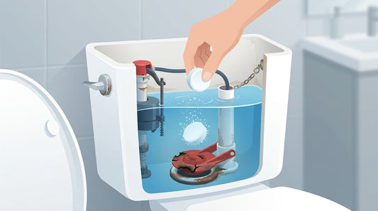 bleach tablet dissolving in toilet tank damaging rubber flapper