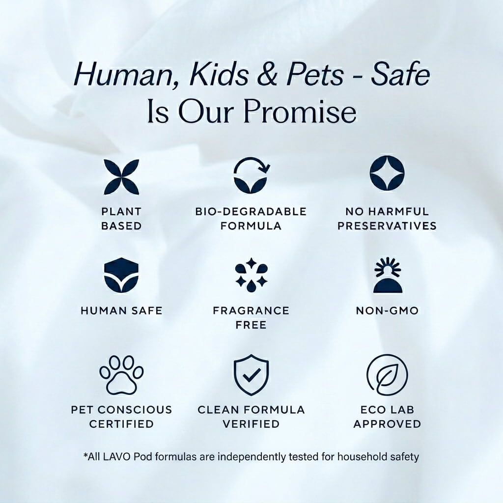LAVO toilet cleaner - septic safe, non-toxic, eco-friendly trust badges